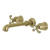 Kingston Brass French Country Wall-Mount Bathroom Faucet Satin Brass