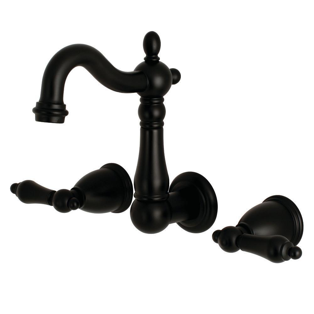 Kingston Brass Heritage Wall-Mount Bathroom Faucet Matte Black