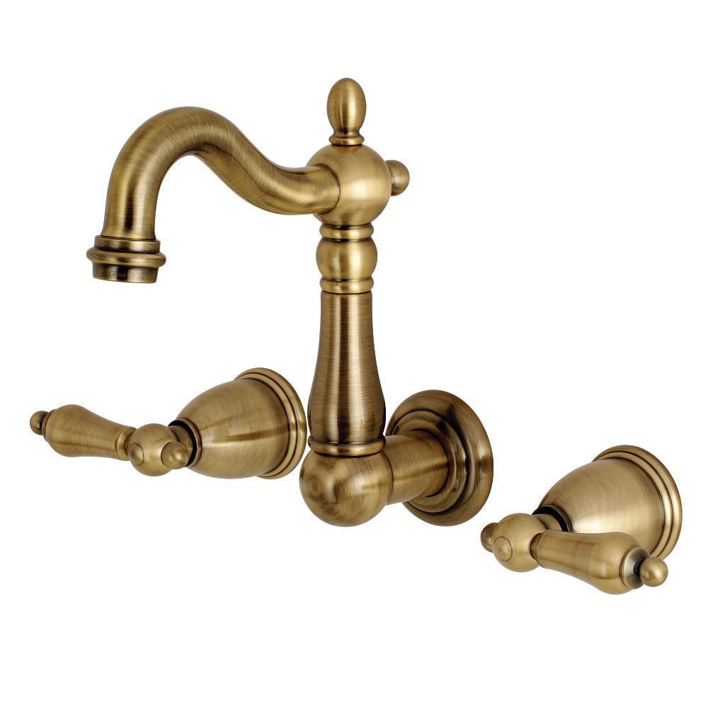 Kingston Brass Heritage Wall-Mount Bathroom Faucet Vintage Brass