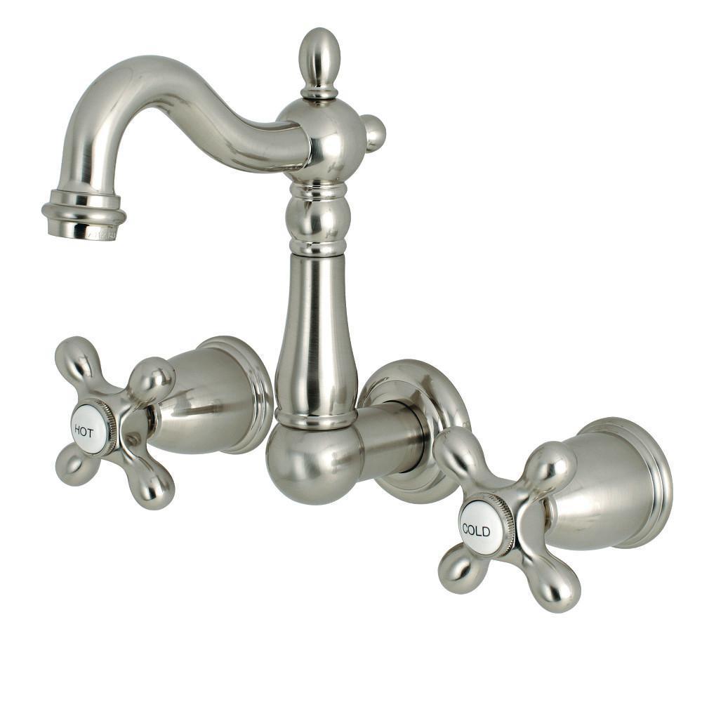 Kingston Brass Heritage Wall-Mount Bathroom Faucet Brushed Nickel