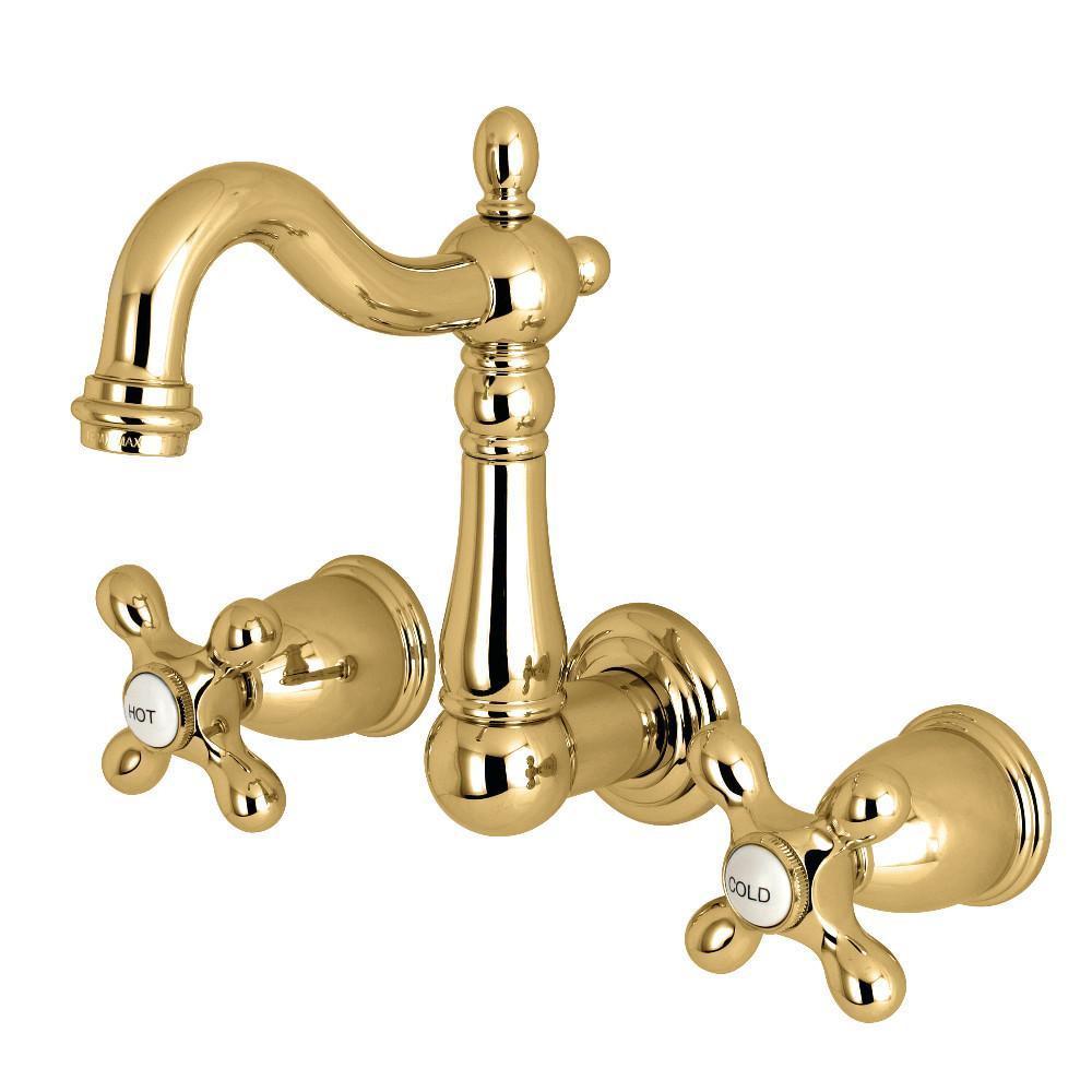 Kingston Brass Heritage Wall-Mount Bathroom Faucet Polished Brass