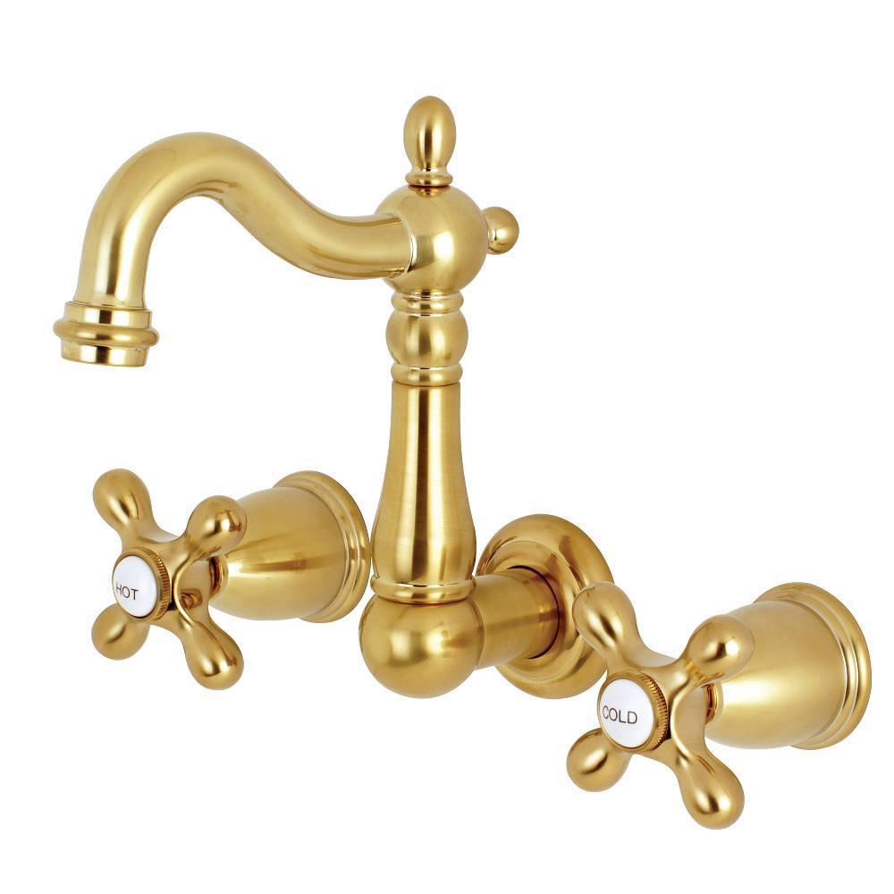 Kingston Brass Heritage Wall-Mount Bathroom Faucet Satin Brass