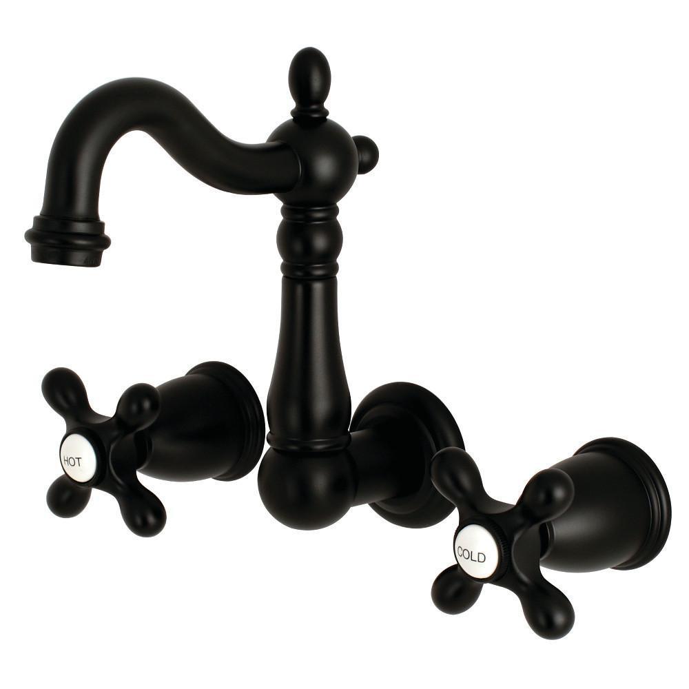 Kingston Brass Heritage Wall-Mount Bathroom Faucet Matte Black