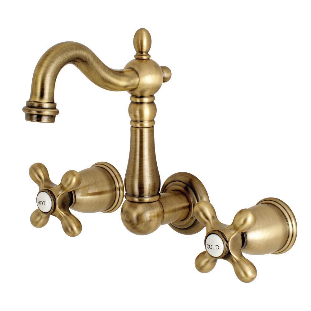 Kingston Brass Heritage Wall-Mount Bathroom Faucet Vintage Brass