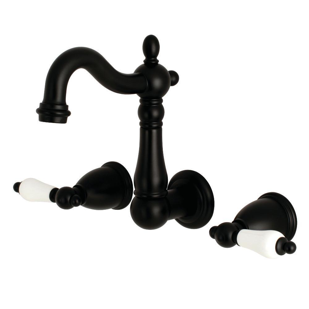 Kingston Brass Heritage Wall-Mount Bathroom Faucet Matte Black