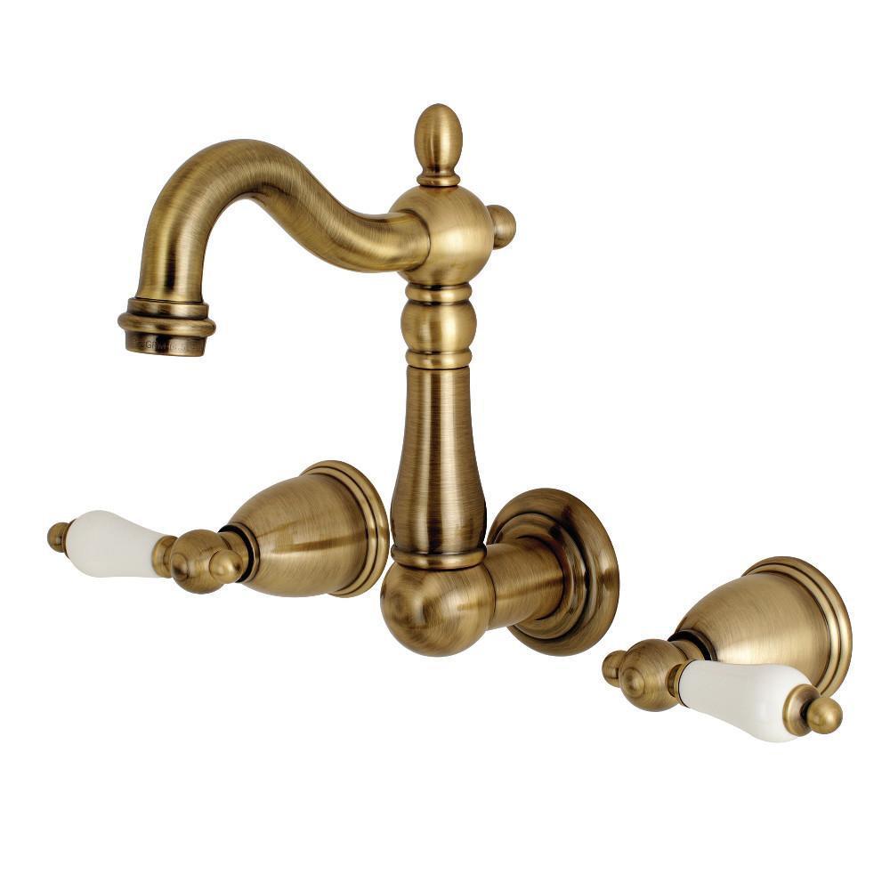 Kingston Brass Heritage Wall-Mount Bathroom Faucet Vintage Brass