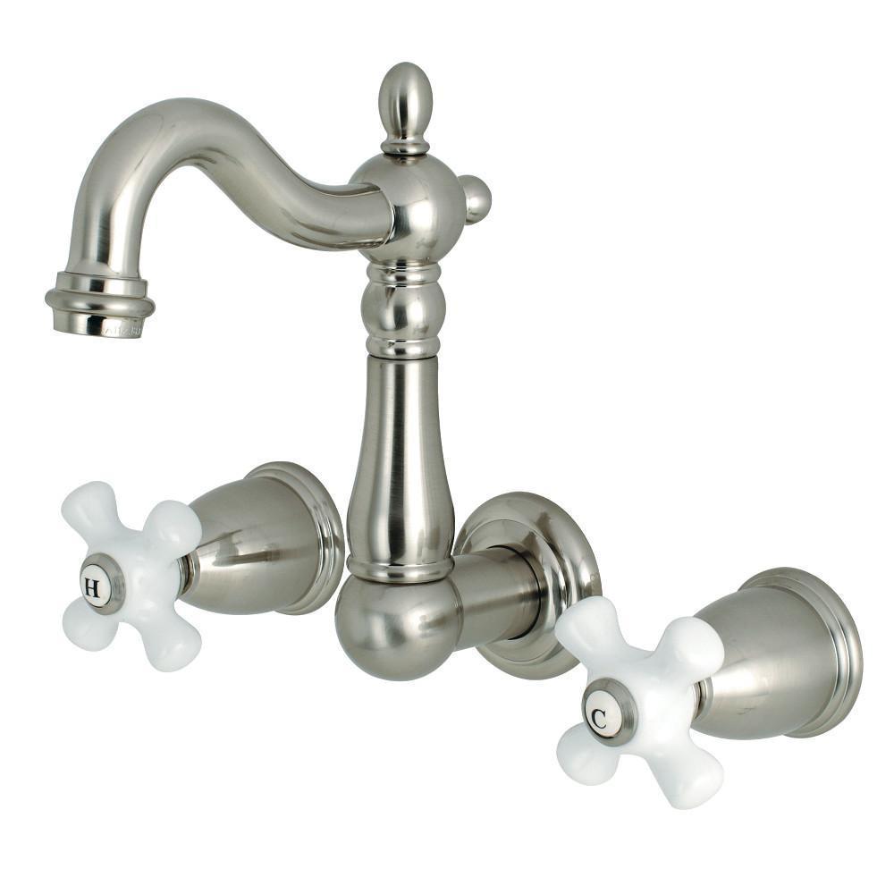 Kingston Brass Heritage Wall-Mount Bathroom Faucet Brushed Nickel