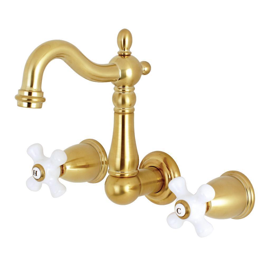 Kingston Brass Heritage Wall-Mount Bathroom Faucet Satin Brass