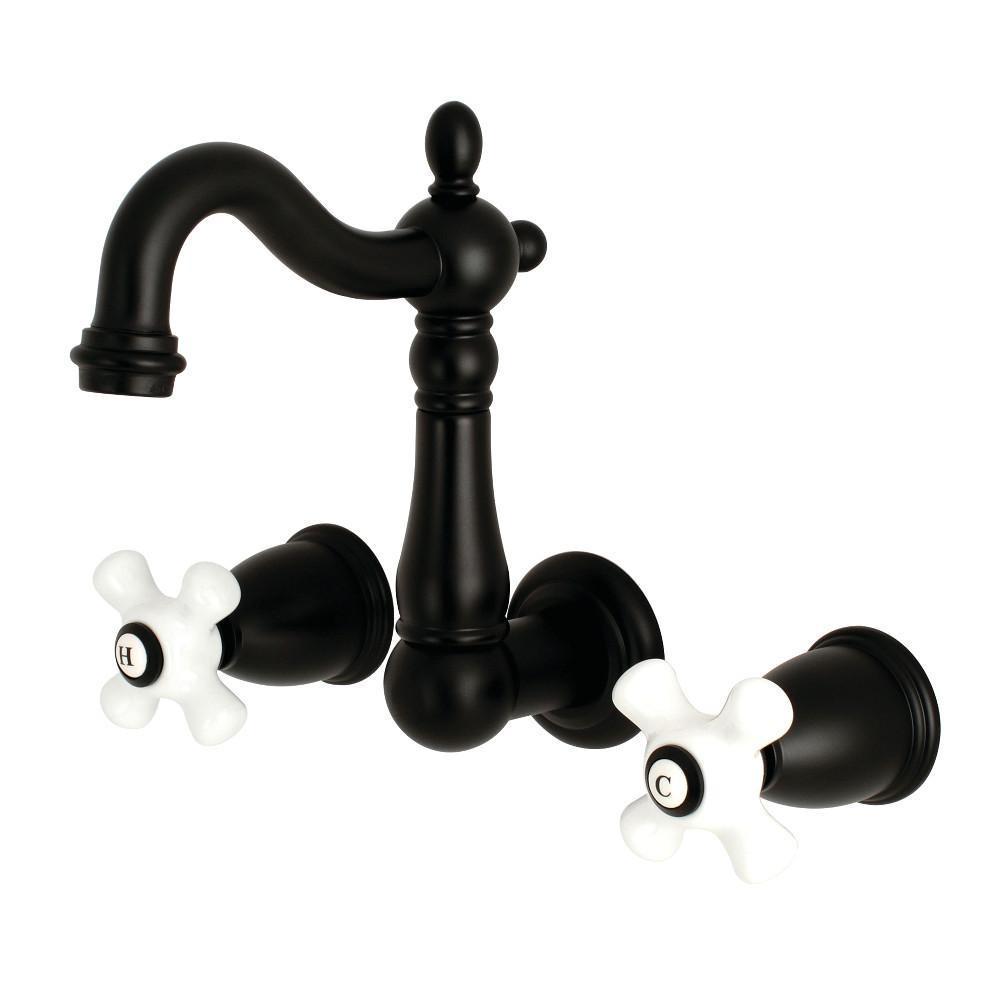 Kingston Brass Heritage Wall-Mount Bathroom Faucet Matte Black