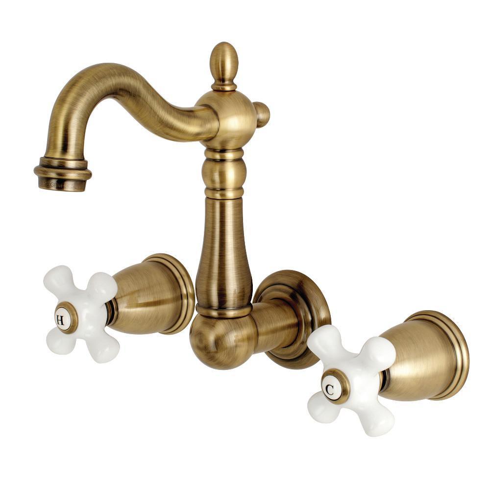Kingston Brass Heritage Wall-Mount Bathroom Faucet Vintage Brass