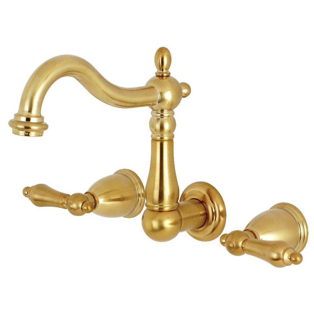 Kingston Brass Heritage Wall-Mount Bathroom Faucet Satin Brass