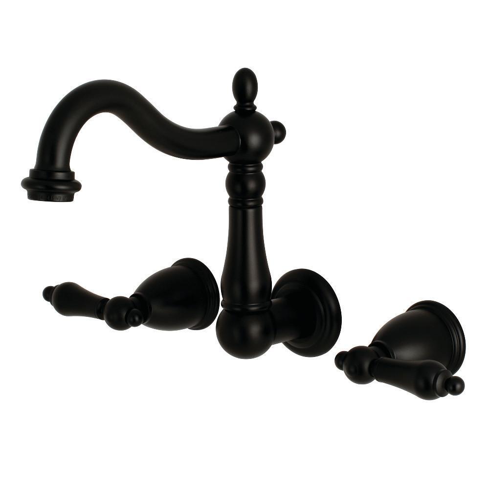 Kingston Brass Heritage Wall-Mount Bathroom Faucet Matte Black