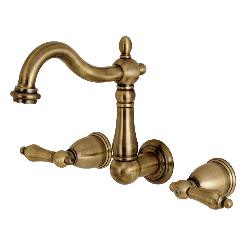 Kingston Brass Heritage Wall-Mount Bathroom Faucet Vintage Brass