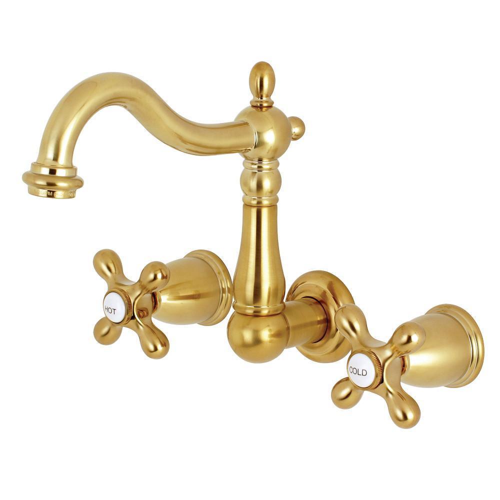 Kingston Brass Heritage Wall-Mount Bathroom Faucet Satin Brass