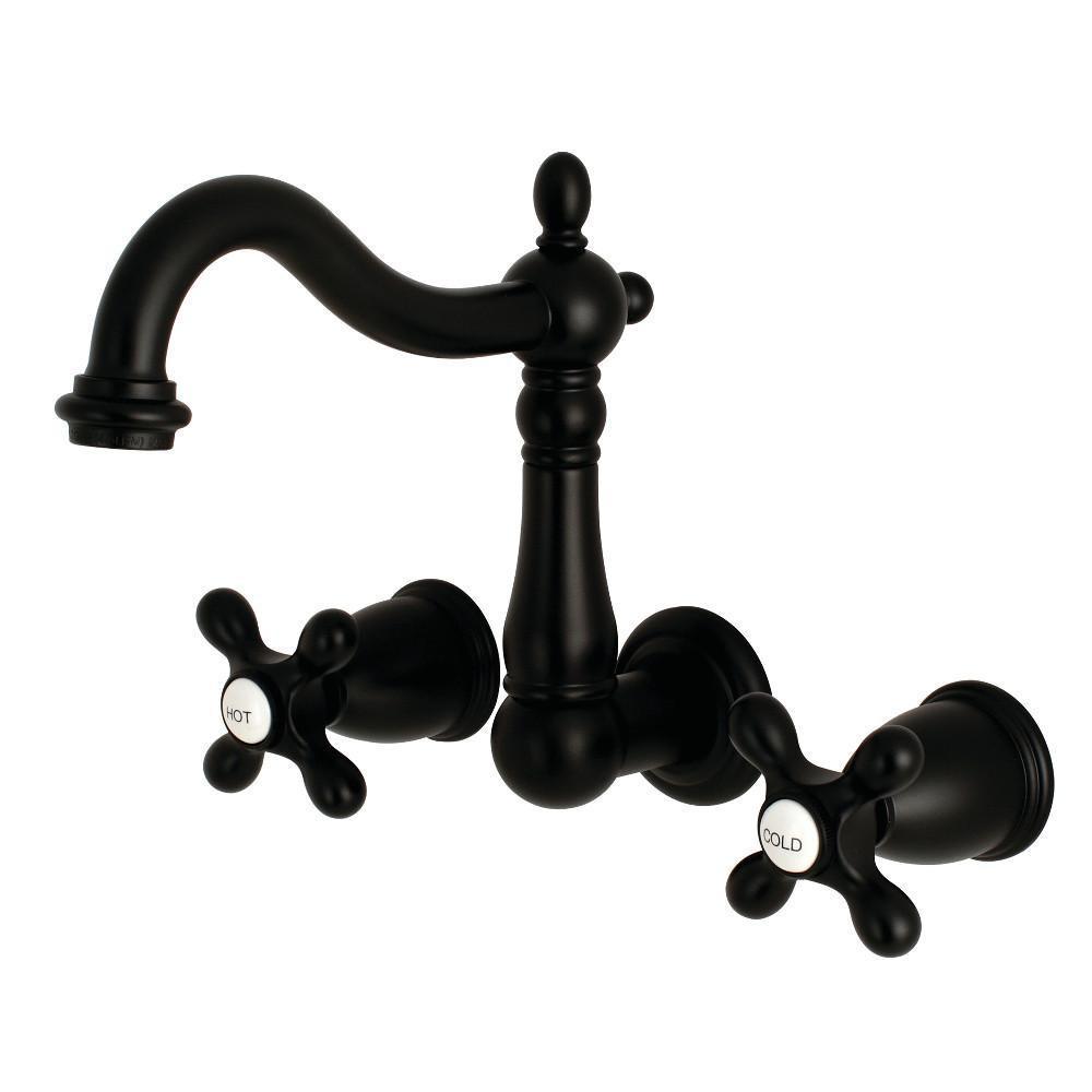 Kingston Brass Heritage Wall-Mount Bathroom Faucet Matte Black