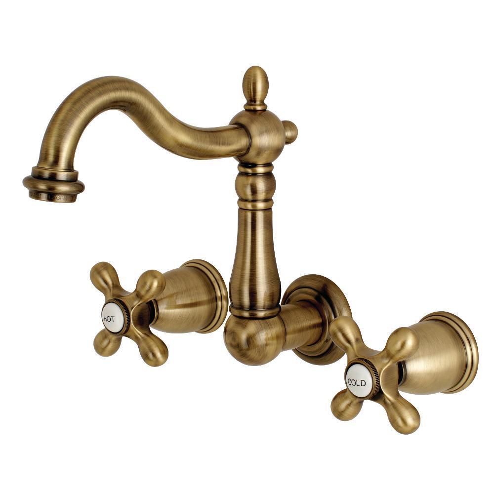 Kingston Brass Heritage Wall-Mount Bathroom Faucet Vintage Brass