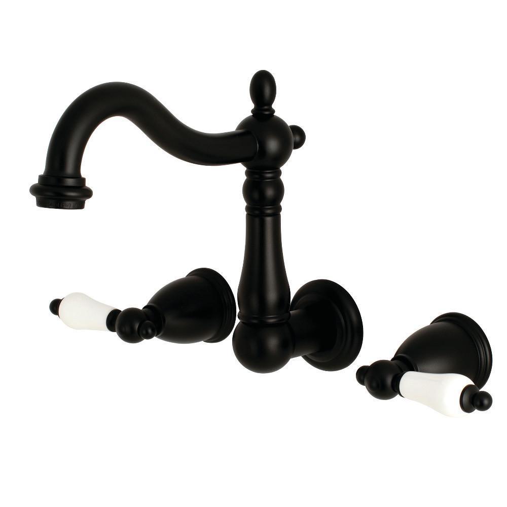 Kingston Brass Heritage Wall-Mount Bathroom Faucet Matte Black