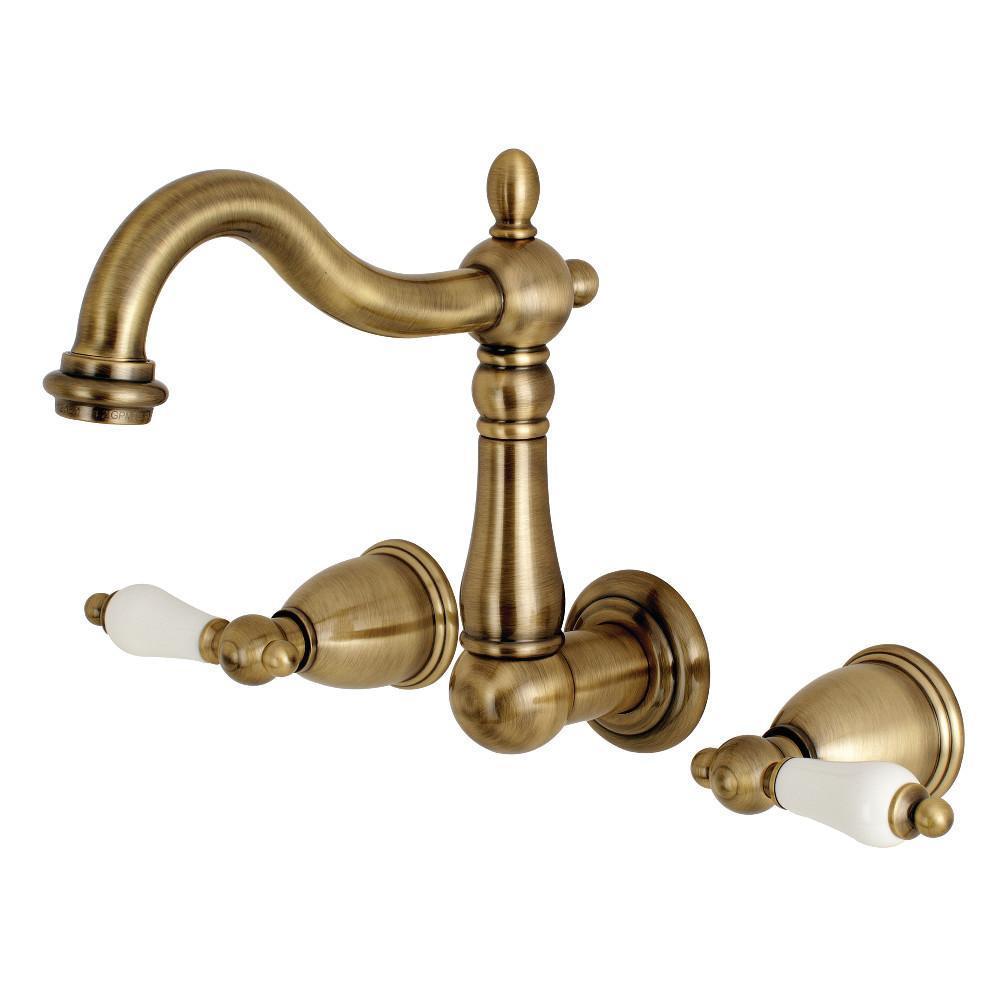 Kingston Brass Heritage Wall-Mount Bathroom Faucet Vintage Brass