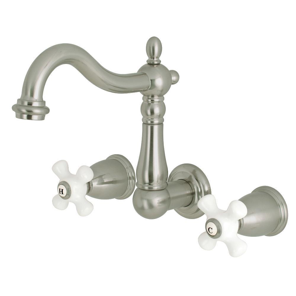 Kingston Brass Heritage Wall-Mount Bathroom Faucet Brushed Nickel