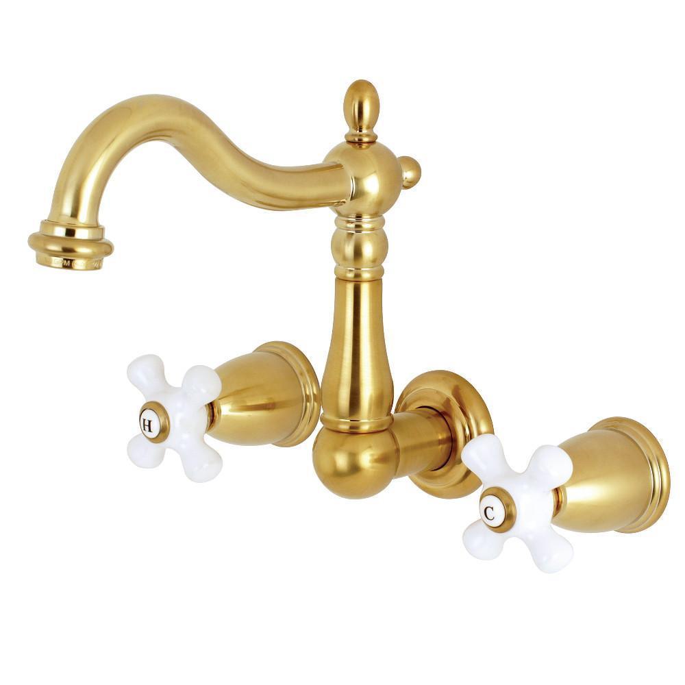 Kingston Brass Heritage Wall-Mount Bathroom Faucet Satin Brass