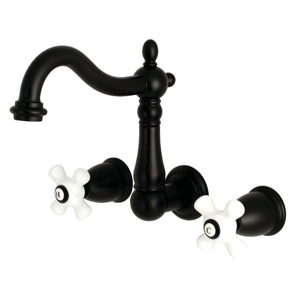 Kingston Brass Heritage Wall-Mount Bathroom Faucet Matte Black