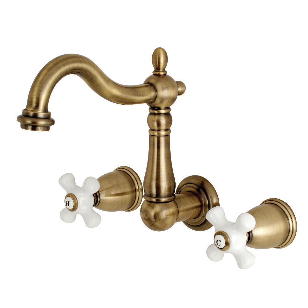 Kingston Brass Heritage Wall-Mount Bathroom Faucet Vintage Brass