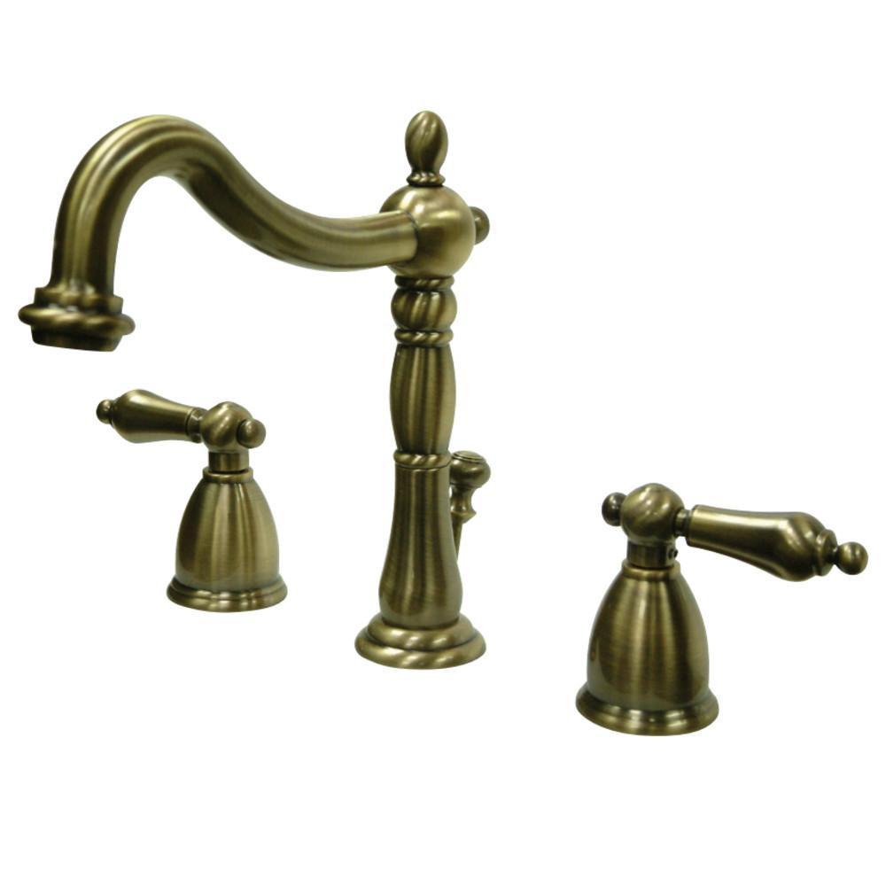 Kingston Brass Heritage Widespread Bathroom Faucet Vintage Brass