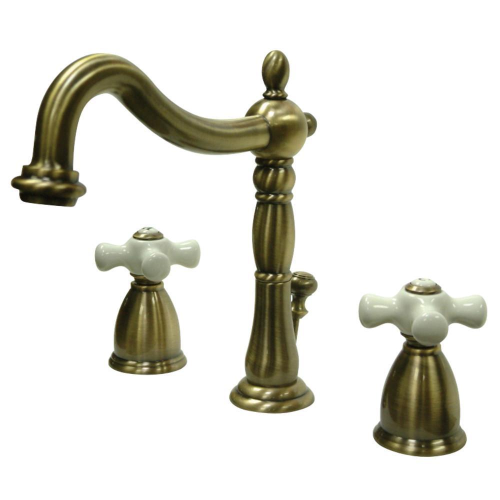 Kingston Brass Heritage Widespread Bathroom Faucet Vintage Brass