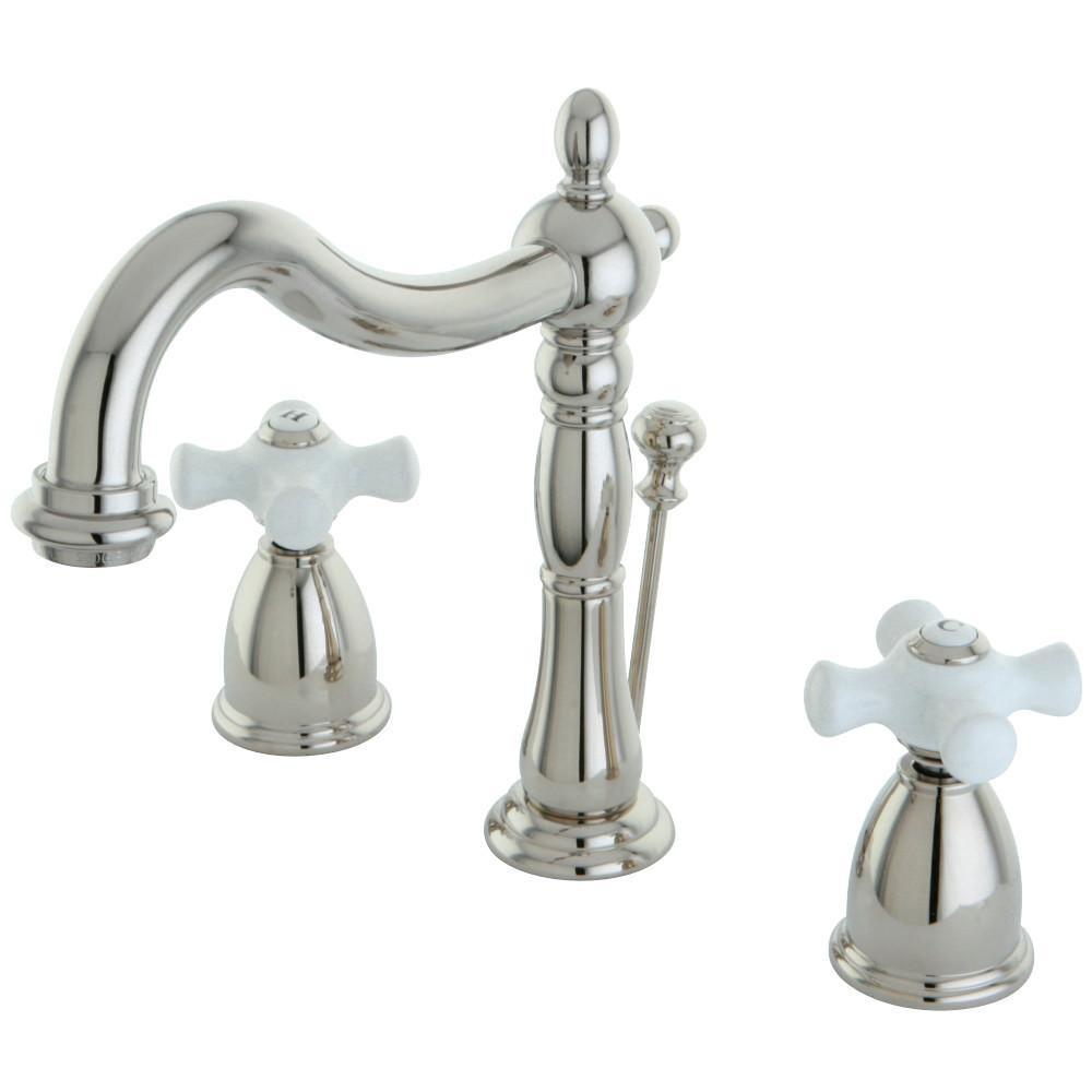 Kingston Brass Heritage Widespread Bathroom Faucet Polished Nickel