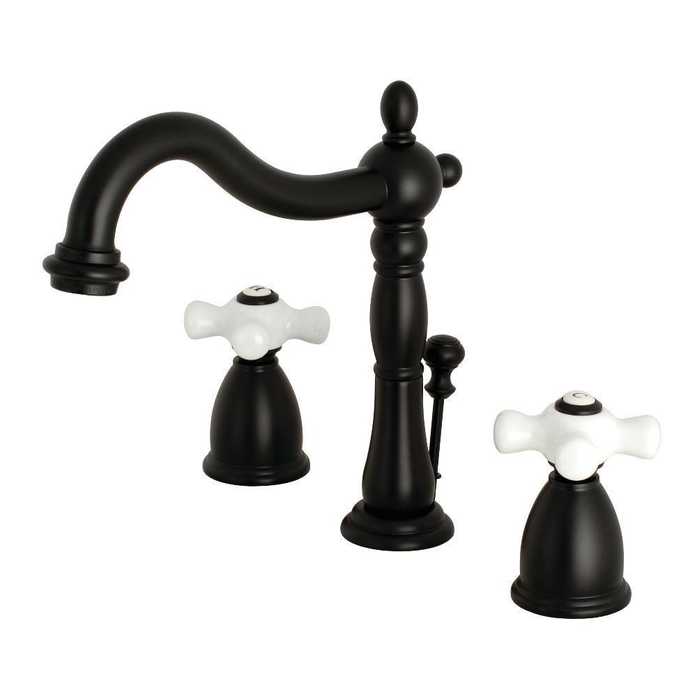 Kingston Brass Heritage Widespread Bathroom Faucet Matte Black