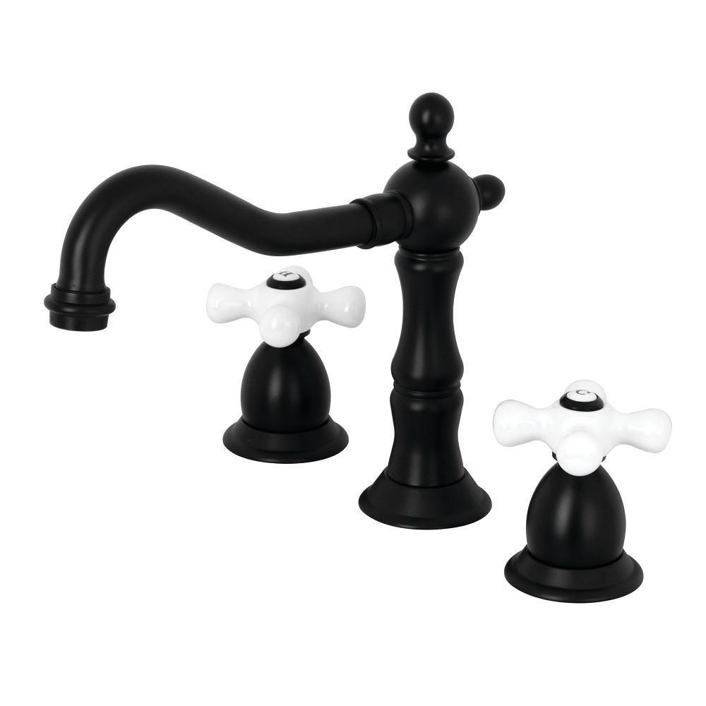 Kingston Brass Heritage Widespread Bathroom Faucet Matte Black