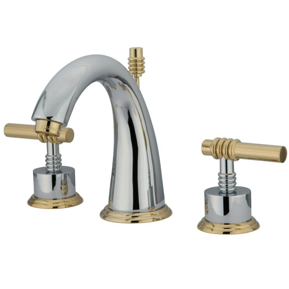 Kingston Brass Milano Widespread Bathroom Faucet Polished Chrome/Polished Brass