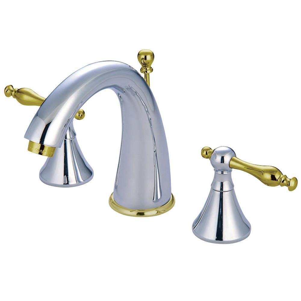 Kingston Brass Naples Widespread Bathroom Faucet Polished Chrome/Polished Brass