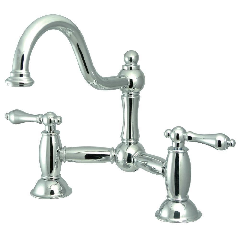 Kingston Brass Restoration Bridge Bathroom Faucet Polished Chrome