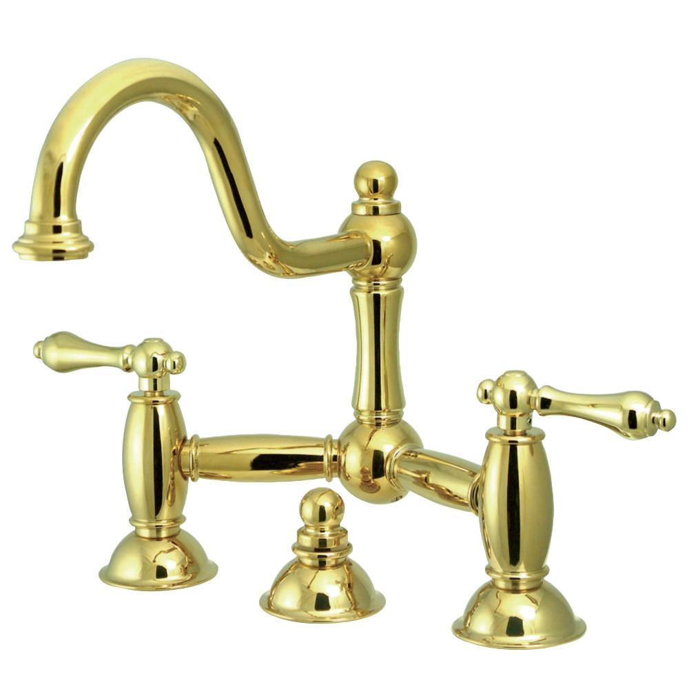Kingston Brass Restoration Bridge Bathroom Faucet Polished Brass