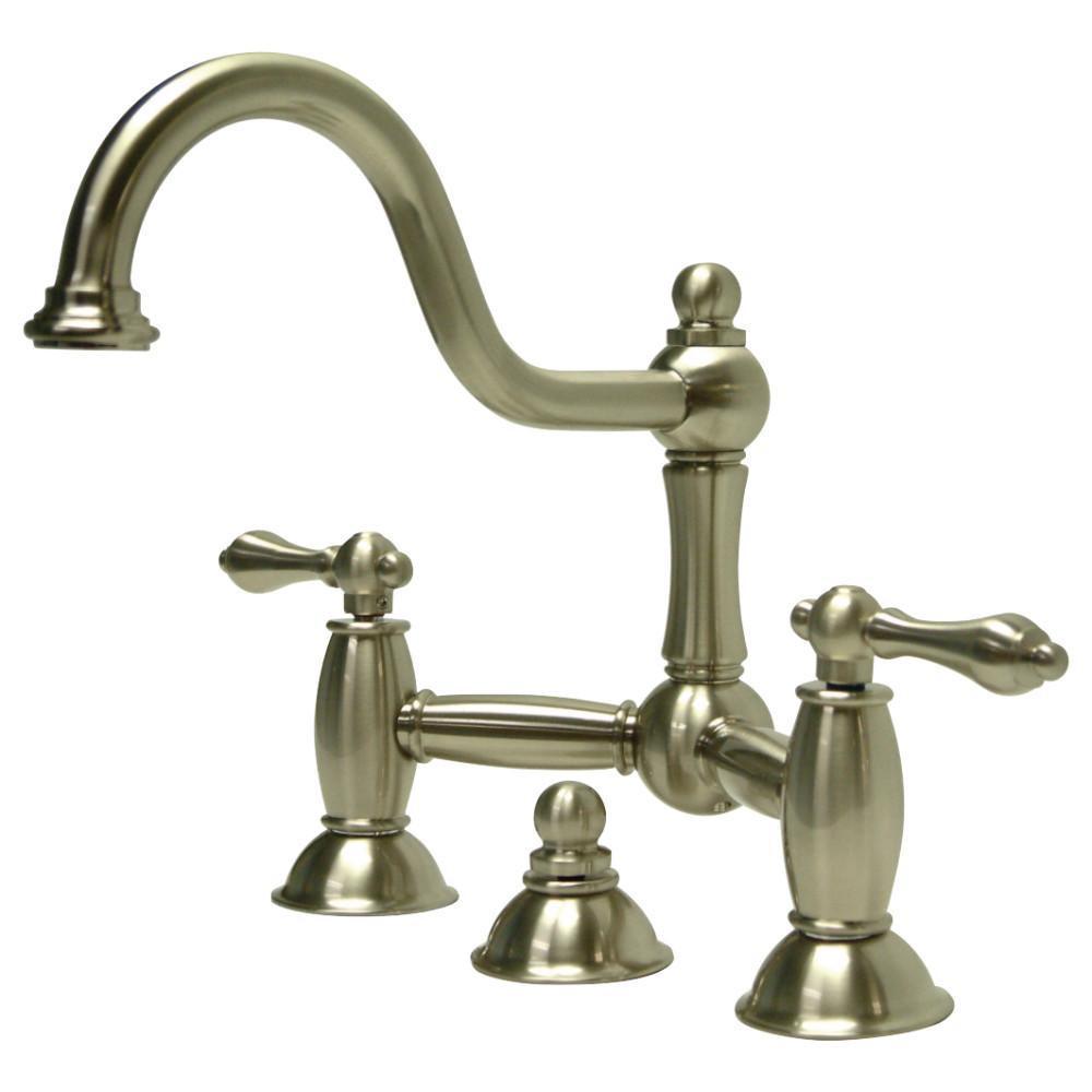 Kingston Brass Restoration Bridge Bathroom Faucet Brushed Nickel