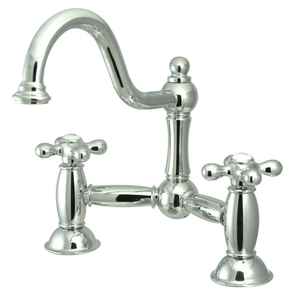 Kingston Brass Restoration Bridge Bathroom Faucet Polished Chrome