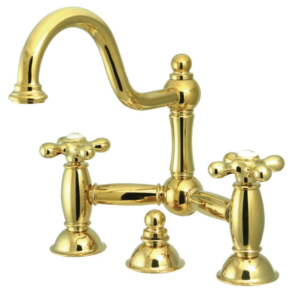 Kingston Brass Restoration Bridge Bathroom Faucet Polished Brass