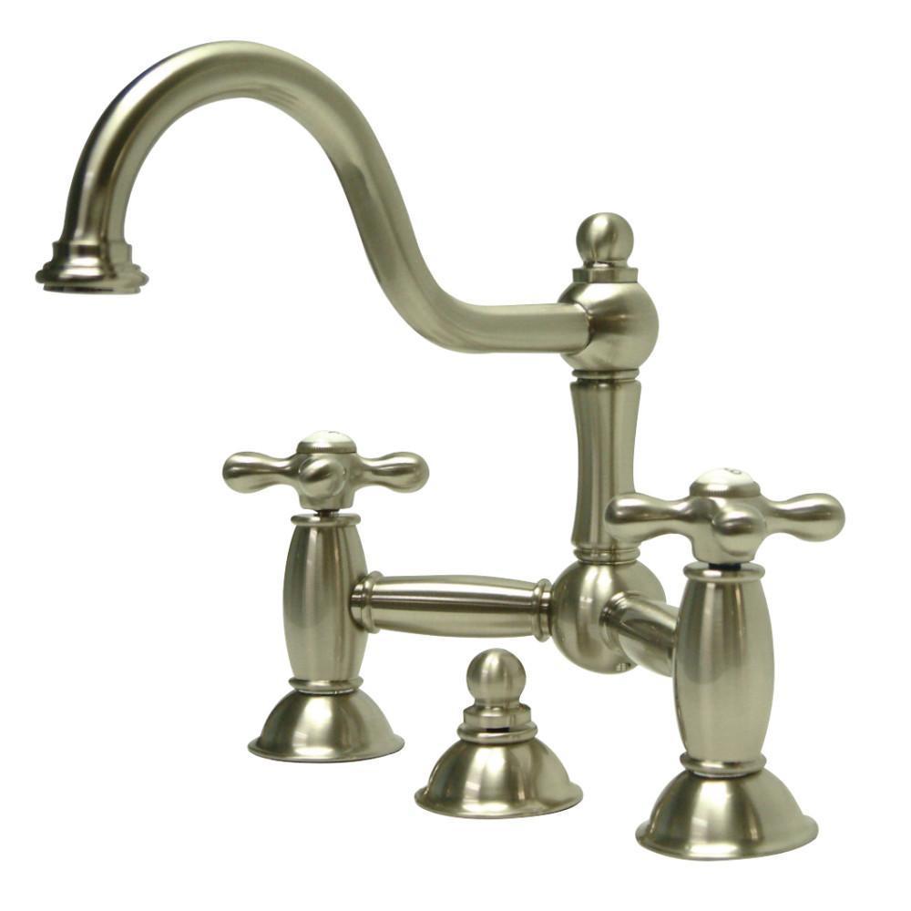 Kingston Brass Restoration Bridge Bathroom Faucet Brushed Nickel