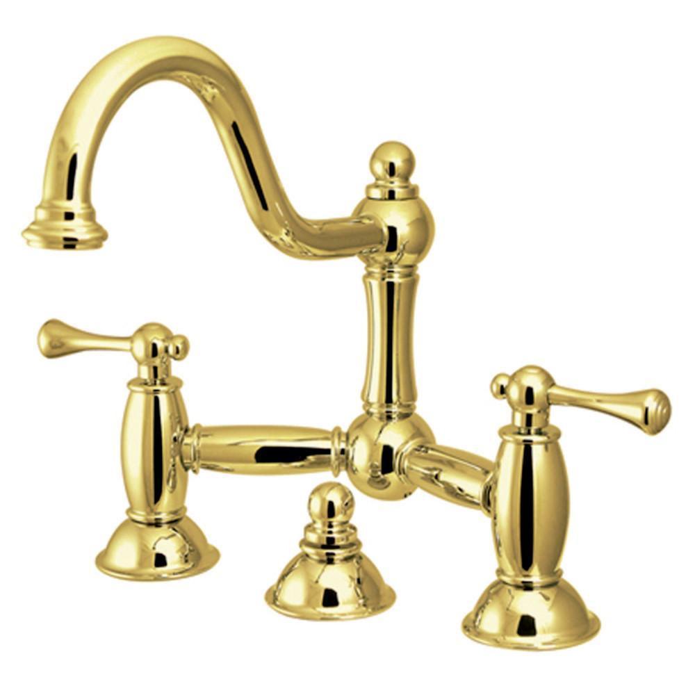 Kingston Brass Restoration Bridge Bathroom Faucet Polished Brass