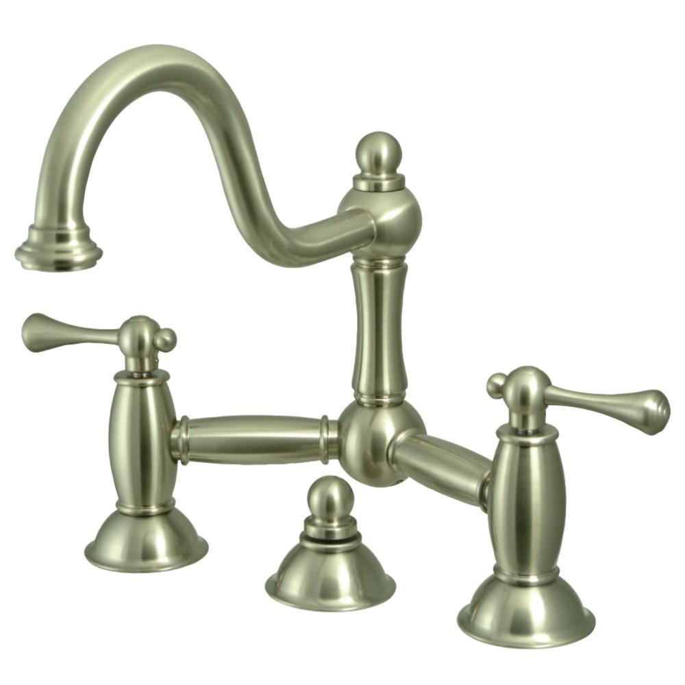 Kingston Brass Restoration Bridge Bathroom Faucet Brushed Nickel