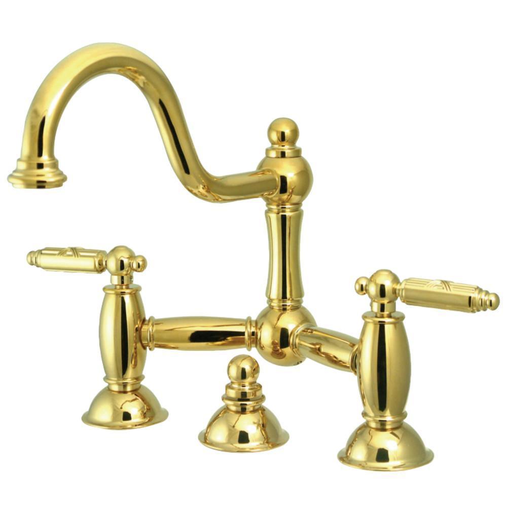 Kingston Brass Restoration Bridge Bathroom Faucet Polished Brass