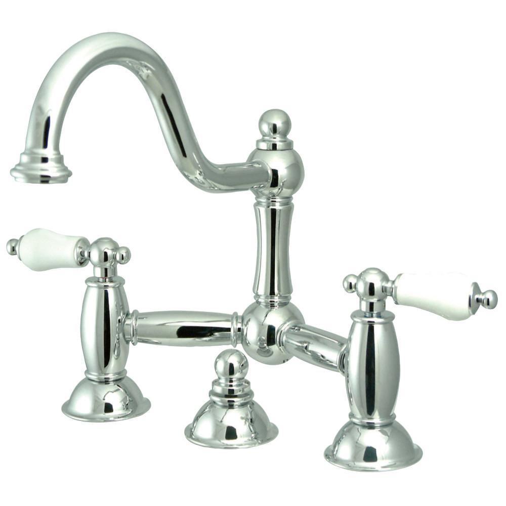 Kingston Brass Restoration Bridge Bathroom Faucet Polished Chrome