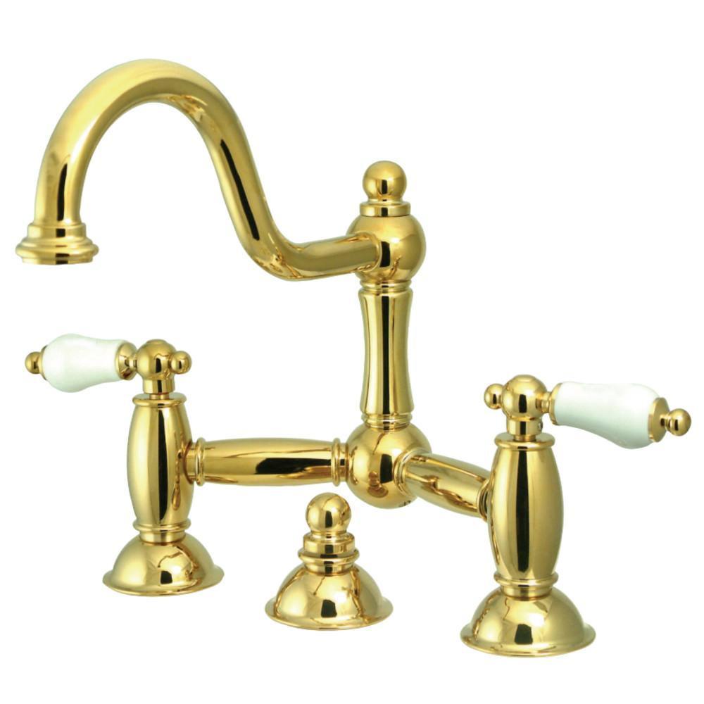 Kingston Brass Restoration Bridge Bathroom Faucet Polished Brass