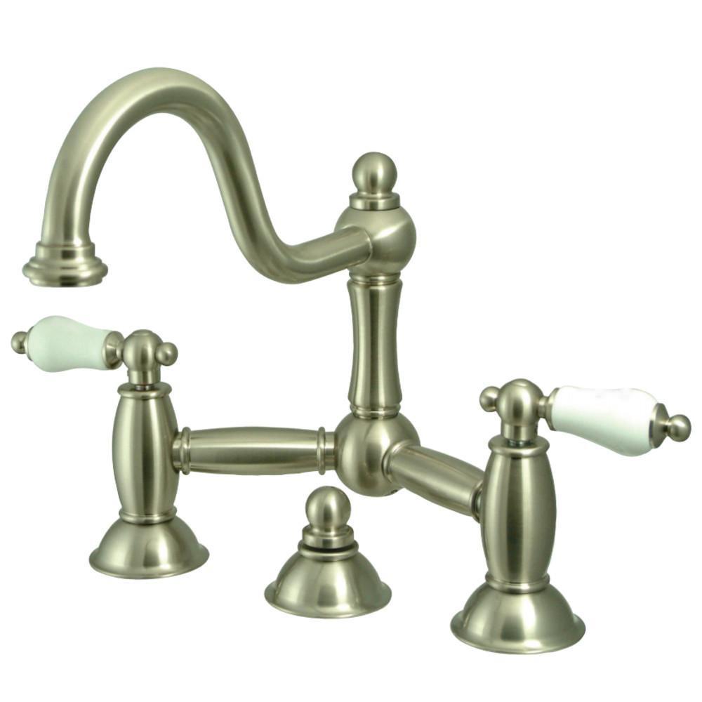 Kingston Brass Restoration Bridge Bathroom Faucet Brushed Nickel