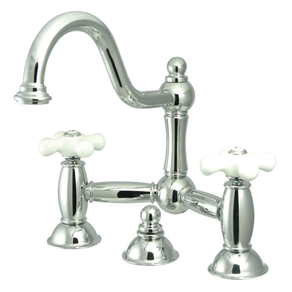 Kingston Brass Restoration Bridge Bathroom Faucet Polished Chrome