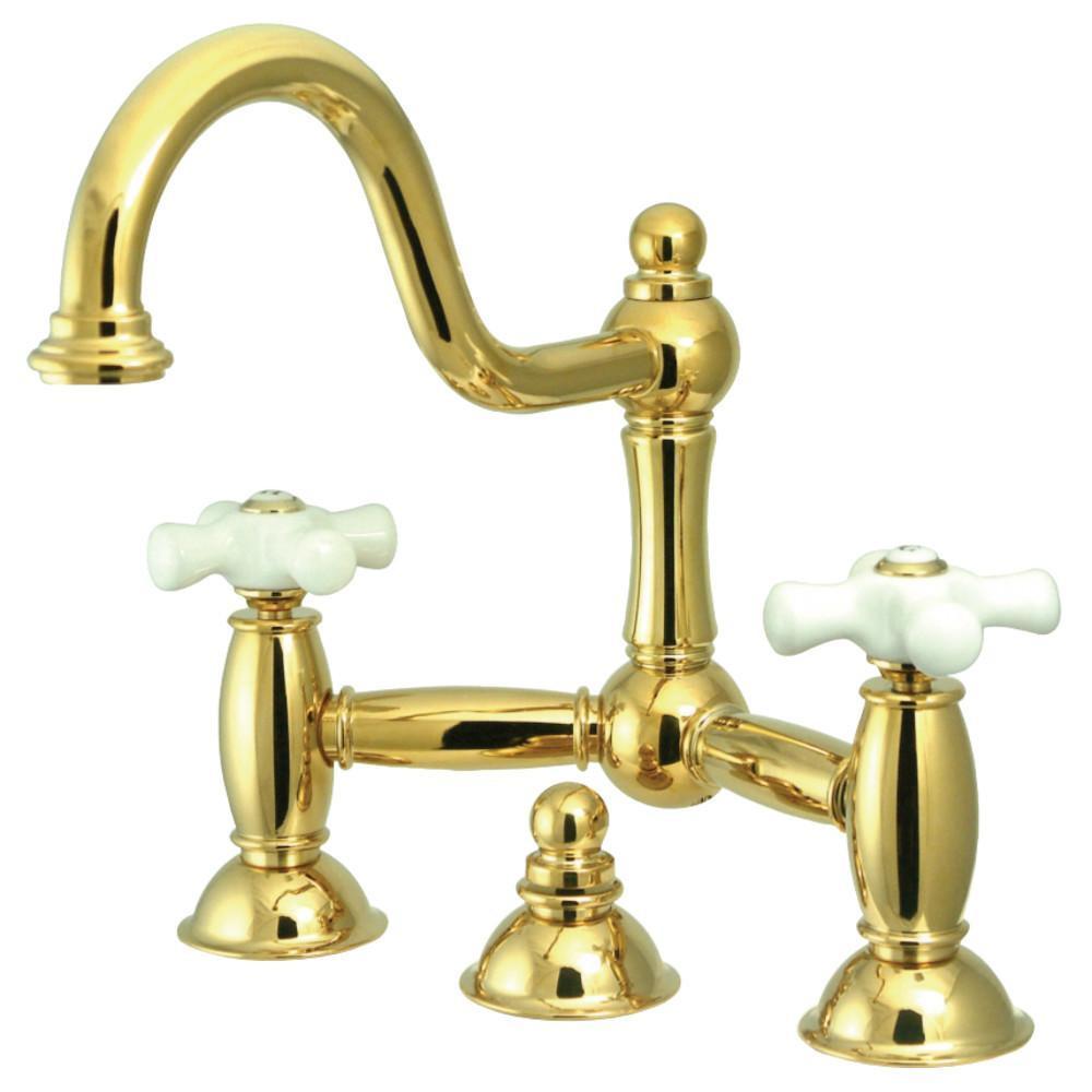 Kingston Brass Restoration Bridge Bathroom Faucet Polished Brass