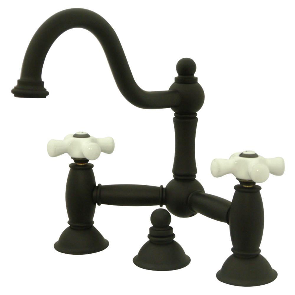 Kingston Brass Restoration Bridge Bathroom Faucet Oil Rubbed Bronze