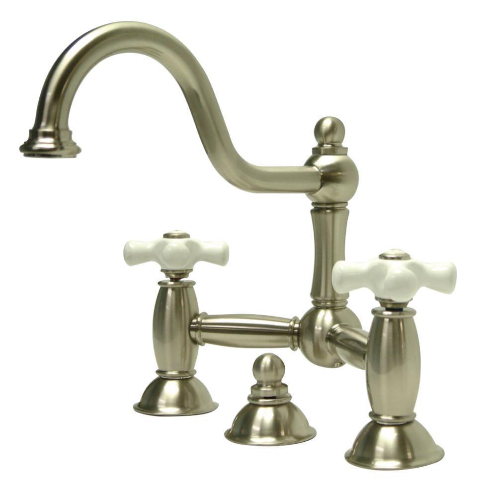 Kingston Brass Restoration Bridge Bathroom Faucet Brushed Nickel