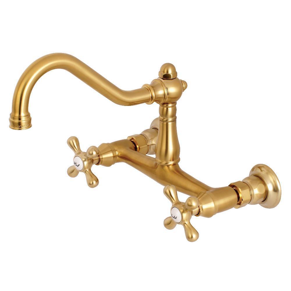 Kingston Brass Vintage Wall-Mount Bathroom Faucet Satin Brass